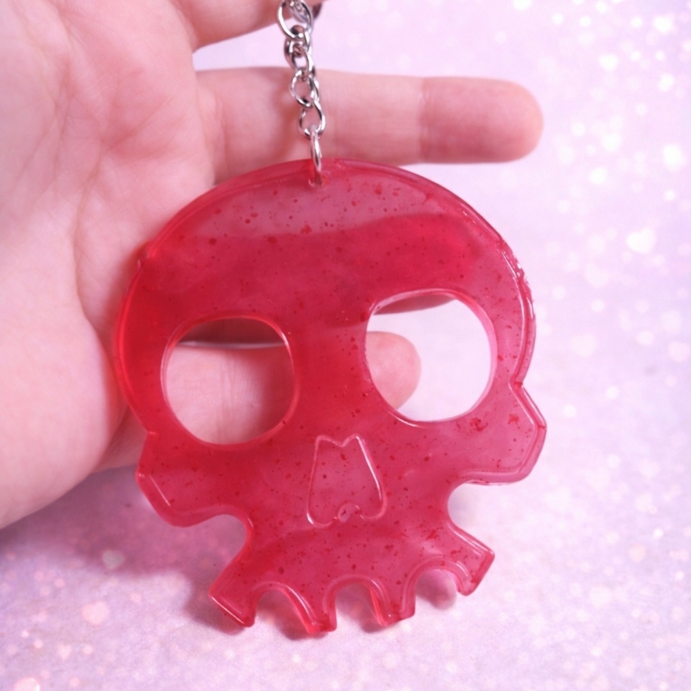 Handmade Resin Red Skull Safety  Keychain